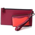 【COACH】コーチ カーフレザー SLG トリオ カラーブロック リストレット カードケース付き フォン ポーチ ソフトレッド×ホットレッドマルチ〔日本未発売〕