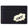 【COACH】コーチ ペブルレザー マーベル コラボ コーチ バブル ラメ ロゴ カードケース 定期入れ 名刺入れ ブラックマルチ（日本未発売）