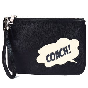 画像1: 【COACH】コーチ ぺブルレザー マーベル コラボ コーチ バブル リストレット ギャラリー ポーチ クラッチ ミニ ハンドバッグ ブラックマルチ〔日本未発売〕