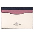 【COACH】コーチ クロスグレインレザー カラーブロック カードケース 定期入れ 名刺入れ チャークマルチ（日本未発売）