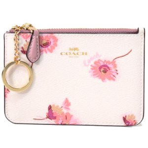 画像1: 【COACH】コーチ コーティングキャンバス スムースレザー マルチ フローラル フラワー 花柄 プリント キーリング付き コインケース キーケース チャークマルチ（日本未発売）