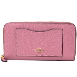 画像1: 【COACH】コーチ ラグジュアリー クロスグレインレザー アコーディオン ジップ アラウンド 長財布 ローズ（日本未発売）