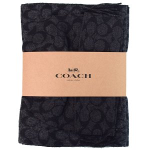 画像1: 【COACH】コーチ ウール カシミヤ シグネチャー  スカーフ マフラー+ハット ビーニー 帽子 ２点セット ブラックシグネチャー（日本未発売）