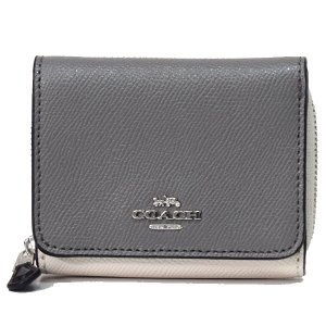 画像1: 【COACH】コーチ クロスグレインレザー カラーブロック ロゴ スモール トライフォールド ウォレット 三つ折り財布 ヘザーグレーマルチ（日本未発売）