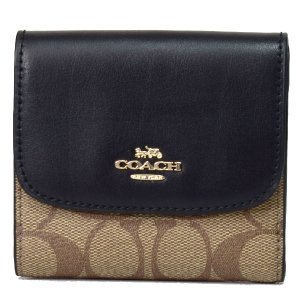 画像1: 【COACH】コーチ ラグジュアリー シグネチャー スモール 三つ折り財布 カーキ×ブラック（日本未発売）