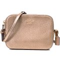【COACH】コーチ バッグ メタリック ぺブルレザー ロゴ ミニ カメラバッグ クロスボディ 斜め掛け ショルダーバッグ メタリックペールゴールド（日本未発売）