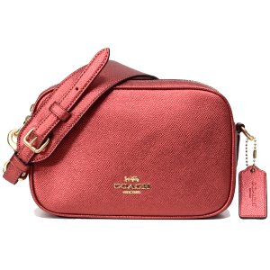 画像1: 【COACH】コーチ メタリッククロスグレインレザー ジェス クロスボディ 20 ロゴ ダブルジップ 2way クラッチ ショルダーバッグ メタリッククレイ（日本未発売）