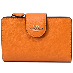 画像1: 【COACH】コーチ クロスグレインレザー ロゴ ミディアム コーナー ジップ ウォレット 二つ折り財布 バタースコッチ（日本未発売）