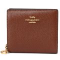 【COACH】コーチ ぺブルレザー ロゴチャーム スナップ ウォレット 二つ折り 財布 レッドウッド（日本未発売）