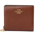 【COACH】コーチ ぺブルレザー ロゴチャーム スナップ ウォレット 二つ折り 財布 レッドウッド（日本未発売）