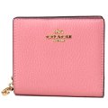【COACH】コーチ ぺブルレザー ロゴチャーム スナップ ウォレット 二つ折り 財布 ライトブラッシュ（日本未発売）