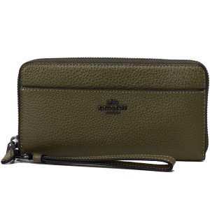 画像1: 【COACH】コーチ ペブルレザー ロゴ リストレット アコーディオン ジップ アラウンド 長財布 ケルプ（日本未発売）