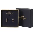 【COACH】コーチ プレーテッドブラス リンクド シグネチャー ラインストーン スタッド ピアス イアリング 専用BOX付 シルバー×ゴールド〔日本未発売〕