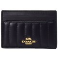 【COACH】コーチ ナッパレザー スムースレザー リニア キルティング スリム カードケース 定期入れ 名刺入れ ブラック（日本未発売）