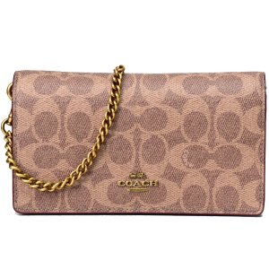 画像1: 【COACH】コーチ シグネチャー コンバーチブル ベルトバッグ 3way チェーン ショルダー 斜め掛け クラッチ ウエスト ヒップバッグ タン×ラスト〔日本未発売〕