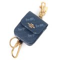 【COACH】コーチ コーティングキャンバス スムースレザー ホース アンド キャリッジ ドット 水玉 プリント マルチ アタッチメント ケース カラビナ付き ミニ ポーチ 小物入れ キーホルダー バッグチャーム ミッドナイト×スカイブルー（日本未発売）