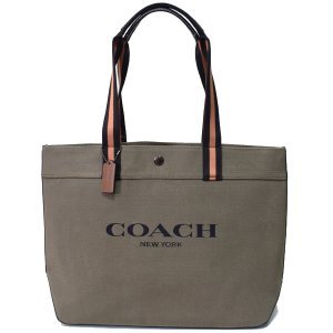 画像1: 【COACH】コーチ キャンバス カーフレザー トート 38 ロゴ トートバッグ モス〔日本未発売〕