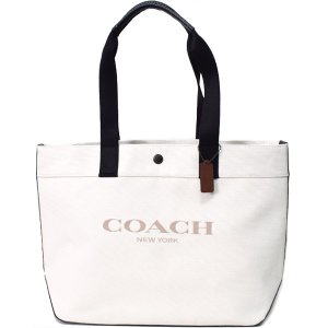 画像1: 【COACH】コーチ キャンバス カーフレザー トート 38 ロゴ トートバッグ チャーク〔日本未発売〕