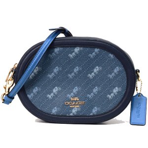 画像1: 【COACH】コーチ コーティングキャンバス スムースレザー ホース アンド キャリッジ ドット 水玉 プリント カメラバッグ クロスボディ 斜め掛け ショルダーバッグ デニム（日本未発売）