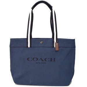 画像1: 【COACH】コーチ キャンバス カーフレザー トート 38 ロゴ トートバッグ ミッドナイトネイビー〔日本未発売〕