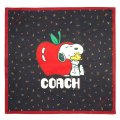 【COACH】コーチ シルク ピーナッツ コラボ スヌーピー 花柄 フラワー フローラル シルク 100% スカーフ ネイビーマルチ〔日本未発売〕