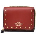【COACH】コーチ コーティングキャンバス カーフレザー シグネチャー リベット カラーブロック スモール トライフォールド ウォレット 三つ折り財布 カーキ×テラコッタマルチ（日本未発売）