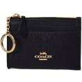 【COACH】コーチ クロスグレインレザー ロゴ キーリング付き ミニ スキニー IDケース コインケース ブラック（日本未発売）