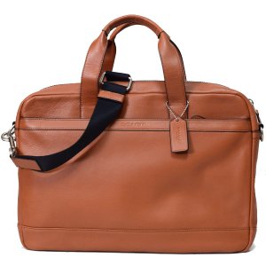 画像1: 【COACH】コーチ メンズ レザー ジップ コミューター ビジネス ブリーフケース サドル〔日本未発売〕