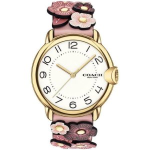 画像1: 【COACH】コーチ レザー ステンレススチール アーデン フラワー 花柄 フローラル アップリケ レディース ウォッチ 腕時計 ピンク〔日本未発売〕