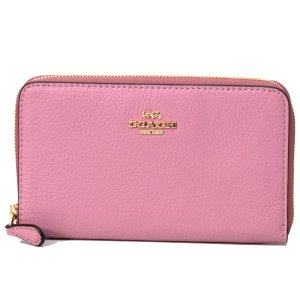 画像1: 【COACH】コーチ ぺブルレザー ロゴ ミディアム ID ジップ ウォレット 財布 トゥルーピンク（日本未発売）