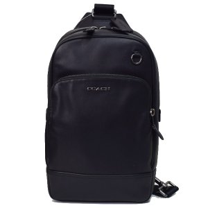 画像1: 【COACH】コーチ メンズ スムースカーフレザー グラハム パック ロゴ ワンショルダー バックパック ボディバッグ ブラック〔日本未発売〕