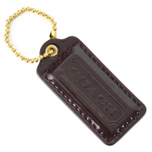 画像1: 【COACH】コーチ パテントレザー ハングタグ チャーム キーホルダー ダークブラウン（日本未発売）