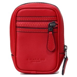 画像1: 【COACH】コーチ レザー ハイブリッド カラビナ付き ポーチ ブライトカージナル〔日本未発売〕