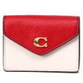 【COACH】コーチ ぺブルレザー タミー カードケース カードポーチ 定期入れ 名刺入れ コインケース チャーク×エレクトリックレッドマルチ（日本未発売）