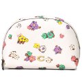 【COACH】コーチ ペブルレザー フローラル 花柄 フラワー プリント コスメティック ケース 化粧 コスメ ポーチ チャーク（日本未発売）
