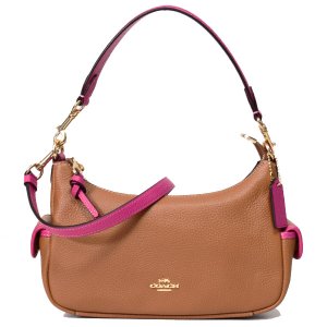 画像1: 【COACH】コーチ ぺブルレザー 2way クロスボディ 斜め掛け ショルダー ハンド バッグ ペニー×ボールドピンク（日本未発売）