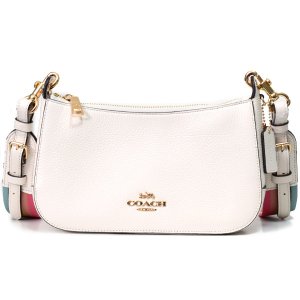 画像1: 【COACH】コーチ ぺブルレザー ロゴ ジェス バゲット クロスボディ 斜め掛け ショルダーバッグ チャーク（日本未発売）