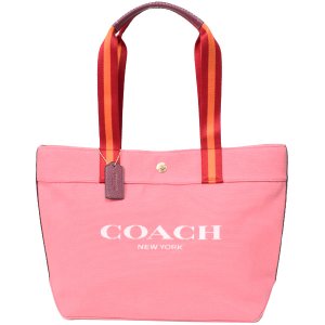 画像1: 【COACH】コーチ キャンバス ぺブルレザー トート ロゴ トートバッグ タフィーマルチ〔日本未発売〕