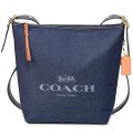 【COACH】コーチ デニム レザー ロゴ ダッフル クロスボディ 斜め掛け ラグビー バケツ ショルダーバッグ デニム（日本未発売）