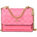 【COACH】コーチ コーティングキャンバス レザー シグネチャー チェーン ドロップハンドル クロスボディ ショルダーバッグ ピンクレモネード（日本未発売）