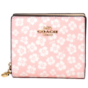 画像1: 【COACH】コーチ レザー フローラル 花柄 スナップ ウォレット 二つ折り 財布 ピンクマルチカラー（日本未発売）