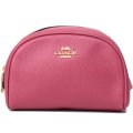 【COACH】コーチ クロスグレインレザー ドーム型 コスメティック ケース コスメポーチ 化粧ポーチ ルージュ（日本未発売）