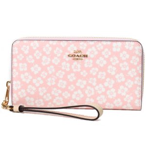 画像1: 【COACH】コーチ PVC レザー フラワー 花柄 フローラル リストレット ロング ジップ  アラウンド 長財布 ピンクマルチカラー（日本未発売）