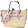 【COACH】コーチ コーティングキャンバス レザー シグネチャー ミニ ギャラリー 2WAY クロスボディ ショルダー ハンドバッグ ライトカーキ×ソフトライラック（日本未発売）
