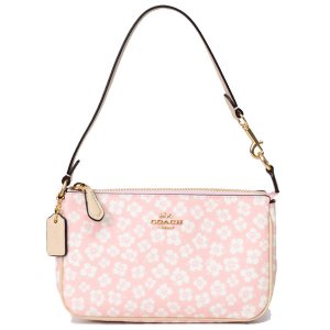 画像1: 【COACH】コーチ コーティングキャンバス レザー 花柄 フラワー ノリータ リストレット マルチ ポーチ ミニ ハンドバッグ ピンクマルチカラー〔日本未発売〕