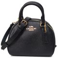 【COACH】コーチ クロスグレインレザー ミニ ドーム サッチェル 2Way ショルダー ハンドバッグ ブラック（日本未発売）