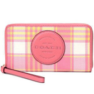 画像1: 【COACH】コーチ ジャガード ぺブルレザー デンプシー ロゴ パッチ ラージ iPhone スマホ フォン ウォレット リストレット 財布 タフィーマルチ（日本未発売）