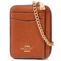 【COACH】コーチ ぺブルレザー チェーン ロゴ ジップ カードケース カードポーチ 定期入れ 名刺入れ コインケース サンセット（日本未発売）