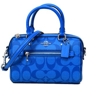 画像1: 【COACH】コーチ コーティングキャンバス レザー シグネチャー ミニ ローワン サッチェル 2WAY ボストンバッグ ブライトブルー〔日本未発売〕