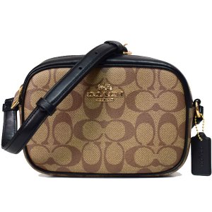 画像1: 【COACH】コーチ コーティングキャンバス レザー シグネチャー ミニ カメラバッグ クロスボディー ショルダーバッグ カーキ×ブラック（日本未発売）